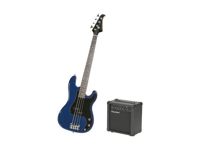 Silvertone SSLB11 PK Electric Bass Guitar Package, Cobalt Blue