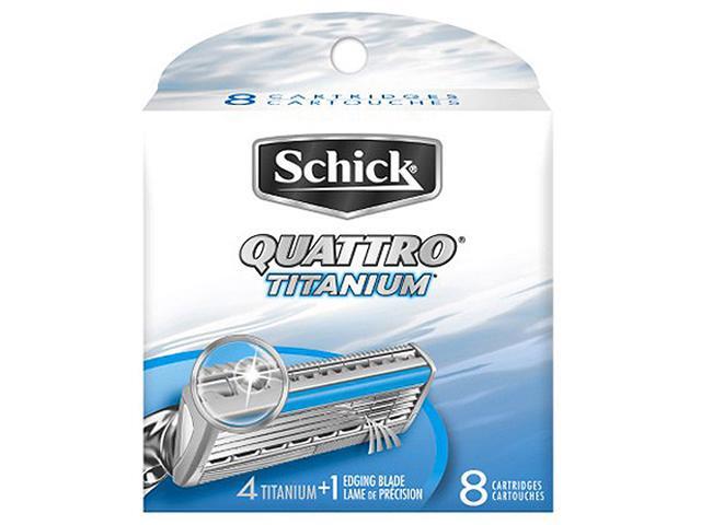 Schick sqt8x2 Quattro Cartridges, Titanium Coated Blades, total 16 Cartridges (2 packs of 8)