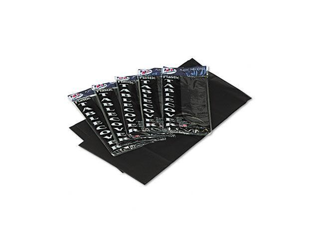 Table Set Rectangular Table Covers, Heavyweight Plastic, 54 x 108, Black, 6/Pack