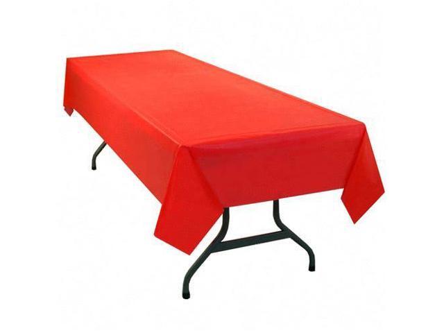 Table Set Rectangular Table Cover, Heavyweight Plastic, 54 x 108, Red, 6/Pack