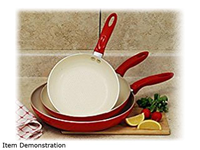 Cookpro  766  3 PC Professional Aluminum Frypans (8", 10" & 12")  Red