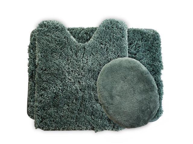 Lavish Home 3 Piece Super Plush Non-Slip Bath Mat Rug Set - Green
