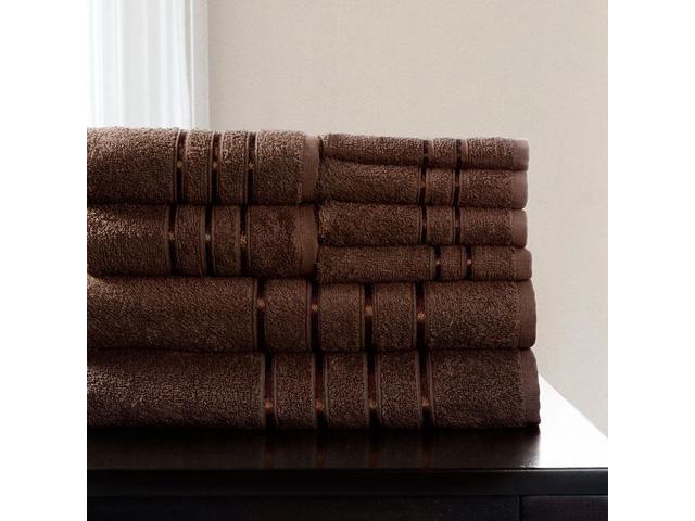 Lavish Home 8 Piece 100% Egytian Cotton Plush Bath Towel Set Chocolate
