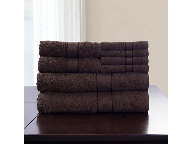 Lavish Home 8 Piece 100% Egyptian Cotton Bath Towel Set - Chocolate