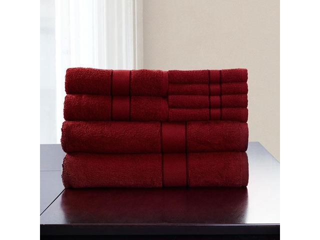 Lavish Home 8 Piece 100% Egyptian Cotton Bath Towel Set - Burgandy