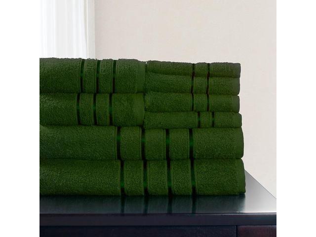 Lavish Home 8 Piece 100% Egytian Cotton Plush Bath Towel Set - Green