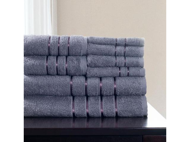 Lavish Home 8 Piece 100% Egytian Cotton Plush Bath Towel Set - Silver