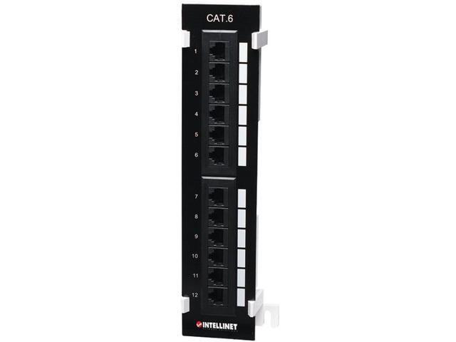 INTELLINET 560269 CAT-6 Wall-Mount Patch Panel, 12 Port, UTP