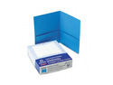 Oxford Twin-Pocket Portfolio, Embossed Leather Grain Paper, Light Blue