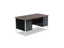 Alera SD21-6030BW (ALESD6030BW) Double Pedestal Steel Desk, 60w x 30d x 29-1/2h, Walnut/Black