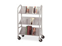 Buddy Products 5414-3 Sloped 3-Shelf Book Cart, 26w x 16d x 41-1/2h, Silver