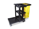 Rubbermaid Commercial 617388BK Multi-Shelf Cleaning Cart, 3-Shelf, 20w x 45d x 38-1/4h, Gray