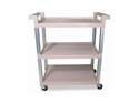 Rubbermaid Commercial 9T6571BG Service Cart w/Brushed Aluminum Upright, 3-Shelf, 16-1/4w x 31-1/2d x 36h, Beige