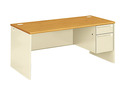 38000 Series Right Pedestal Desk, 66w x 30d x 29-1/2h, Harvest/Putty