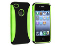Insten Hybrid Green TPU/Black Hard Cover Case Skin + Stylus Green For iPhone 4 4S 4th G