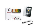 Insten White Jelly TPU Rubber Skin Case + Stylus + Reusable Screen Protector Compatible with HTC EVO 4G LTE