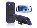 Insten Hybrid Blue Black Stand Silicone / Hard plastic Case Cover + Privacy Screen Protector compatible with Samsung Galaxy SIII / S3