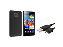 Insten Ultra-thin Snap-on Black Rear Case + Data Cable Compatible With Samsung Galaxy S II/ S2