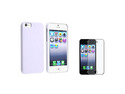 Insten White Protex Solid Clip-on Case + Anti-Glare LCD Cover Compatible with Apple iPhone 5