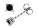 1.00 ct. t.w. Princess Cut Black Diamond Stud Earrings in 14k White Gold