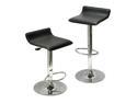 2-Set Furnituremaxx Contemporary Chrome Air Lift Adjustable Swivel Stools with Black Seat