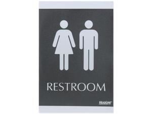 U.S. Stamp & Sign USS4249 ADA Signs- in.Restroomin.- Adhesive- 6in.x9in.- Silver-Black U.S. Stamp & Sign USS4249 ADA Signs- in.Restroomin.- Adhesive- 6in.x9in.- Silver-Black