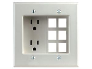 Leviton R42-00690-00W White Decora® Residential Recessed 2 Gang Duplex Receptacle Box Leviton R42-00690-00W White Decora® Residential Recessed 2 Gang Duplex Receptacle Box