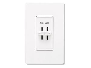 Lutron S2-LFSQH-WH Dual Slide-To-Off Fan & Light Controls Lutron S2-LFSQH-WH Dual Slide-To-Off Fan & Light Controls