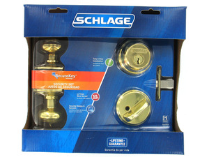 Schlage FB50VGEO505 Bright Brass Two Point Locking Security Set