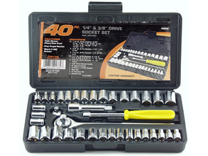 Great Neck PS040 1/4" & 3/8" Drive Sockets Standard & Metric 40 Piece Set