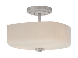 Quoizel Brushed Nickel Brushed Nickel & Glass Medium Semi Flush Mount Quoizel Brushed Nickel Brushed Nickel & Glass Medium Semi Flush Mount