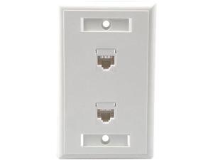 C2G 27416 Two Port Cat5E RJ45 Configured Single Gang Wall Plate - White C2G 27416 Two Port Cat5E RJ45 Configured Single Gang Wall Plate - White
