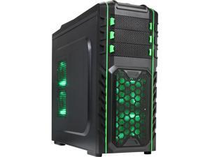 DIYPC Skyline-07-G Black/Green SECC ATX Full Tower Gaming USB 3.0 Computer Case w/ 7 x 120mm Green fans