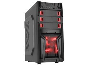 DIYPC Solo-T1-R Black USB 3.0 ATX Mid Tower Gaming Computer Case with 2 x Red Fans (1 x 120mm LED fan x front, 1x120mm fan x rear) Pre-installed DIYPC Solo-T1-R Black USB 3.0 ATX Mid Tower Gaming Computer Case with 2 x Red Fans (1 x 120mm LED fan x front, 1x120mm fan x rear) Pre-installed