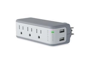 BELKIN BZ103050-TVL 3 Outlets 918 Joules Mini Surge Protector with 2 USB Charger - Wall Mount BELKIN BZ103050-TVL 3 Outlets 918 Joules Mini Surge Protector with 2 USB Charger - Wall Mount