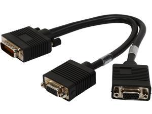 Coboc DMS59-Y-VGA-1-BK 1ft Black Color LFH/DMS-59 Male to Dual VGA(HD15) Female Splitter Y Cable Coboc DMS59-Y-VGA-1-BK 1ft Black Color LFH/DMS-59 Male to Dual VGA(HD15) Female Splitter Y Cable