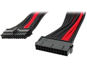 Silverstone PP07-MBBR Motherboard 24pin connector Sleeved Extension Power Supply Cable Black & Red Silverstone PP07-MBBR Motherboard 24pin connector Sleeved Extension Power Supply Cable Black & Red