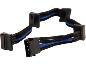 Silverstone PP07-BTSBA One 4pin to Four SATA Connectors Sleeved Extension Power Supply Cable Black & Blue Silverstone PP07-BTSBA One 4pin to Four SATA Connectors Sleeved Extension Power Supply Cable Black & Blue