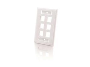 C2G 03414 6-Port Single Gang Multimedia Keystone Wall Plate - White C2G 03414 6-Port Single Gang Multimedia Keystone Wall Plate - White