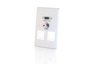 C2G 40544 Single Gang HD15/3.5mm/(2) Keystone Wall Plate - Brushed Aluminum C2G 40544 Single Gang HD15/3.5mm/(2) Keystone Wall Plate - Brushed Aluminum