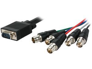 BYTECC HD15M/5BNCF-1K 1 ft. HD15 to BNCx5 Cable, Male to Female, Black BYTECC HD15M/5BNCF-1K 1 ft. HD15 to BNCx5 Cable, Male to Female, Black