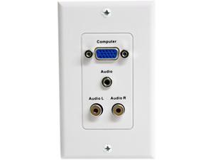 StarTech VGAPLATERCA 15-Pin Female VGA Wall Plate with 3.5mm and RCA -White StarTech VGAPLATERCA 15-Pin Female VGA Wall Plate with 3.5mm and RCA -White