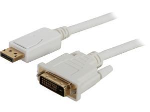Coboc CL-DP2DVI-6-WH 6 ft. 28AWG DisplayPort Male to DVI-D(24+1) Male Passive Adatper Converter Cable,Gold Plated,White -DP to DVI - 1920 x 1200 Resolution