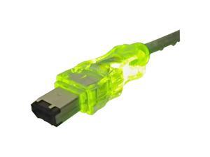 QVS CC1394B-06GNL 15 ft. FireWire/i.Link 6Pin to 6Pin Translucent Green Cable with LEDs Male to Male QVS CC1394B-06GNL 15 ft. FireWire/i.Link 6Pin to 6Pin Translucent Green Cable with LEDs Male to Male