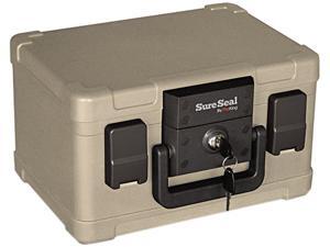 SureSeal By FireKing SS102, Fire and Waterproof Chest, 0.15 ft3, 12-1/5w x 9-4/5d x 7-3/10h, Taupe SureSeal By FireKing SS102, Fire and Waterproof Chest, 0.15 ft3, 12-1/5w x 9-4/5d x 7-3/10h, Taupe