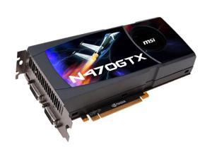 MSI GeForce GTX 470 (Fermi) DirectX 11 N470GTX-M2D12 1280MB 320-Bit GDDR5 PCI Express 2.0 x16 HDCP Ready SLI Support Video Card MSI GeForce GTX 470 (Fermi) DirectX 11 N470GTX-M2D12 1280MB 320-Bit GDDR5 PCI Express 2.0 x16 HDCP Ready SLI Support Video Card