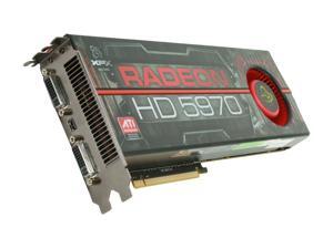 XFX Radeon HD 5970 (Hemlock) DirectX 11 HD-597A-CNF9 2GB 512 (256 x 2)-Bit GDDR5 PCI Express 2.1 x16 HDCP Ready CrossFireX Support Dual GPU Onboard CrossFire Video Card w/ Eyefinity XFX Radeon HD 5970 (Hemlock) DirectX 11 HD-597A-CNF9 2GB 512 (256 x 2)-Bit GDDR5 PCI Express 2.1 x16 HDCP Ready CrossFireX Support Dual GPU Onboard CrossFire Video Card w/ Eyefinity