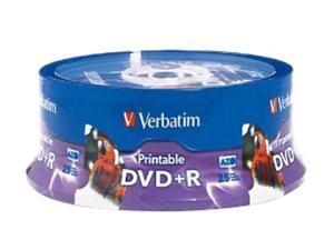 Verbatim 4.7GB 16X DVD+R Inkjet Printable, Hub Printable 25 Packs White Media Model 96190 Verbatim 4.7GB 16X DVD+R Inkjet Printable, Hub Printable 25 Packs White Media Model 96190