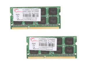 G.SKILL 8GB (2 x 4GB) 204-Pin DDR3 SO-DIMM DDR3 1066 (PC3 8500) Laptop Memory Model F3-8500CL7D-8GBSQ G.SKILL 8GB (2 x 4GB) 204-Pin DDR3 SO-DIMM DDR3 1066 (PC3 8500) Laptop Memory Model F3-8500CL7D-8GBSQ