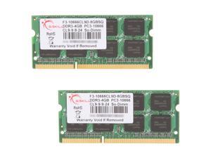G.SKILL 8GB (2 x 4GB) 204-Pin DDR3 SO-DIMM DDR3 1333 (PC3 10666) Laptop Memory Model F3-10666CL9D-8GBSQ G.SKILL 8GB (2 x 4GB) 204-Pin DDR3 SO-DIMM DDR3 1333 (PC3 10666) Laptop Memory Model F3-10666CL9D-8GBSQ